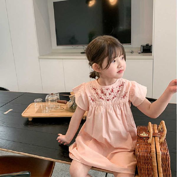 

girl's es summer girls korean style pocket embroidery flower elegant princess dress baby kids clothes children's clothing 0131, Red;yellow