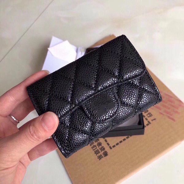 

womens classic mini flap card holder black bags coin purse tiny pouch gold metal cavir leather genuine leather outdoor clutch wallet 10x5cm, Brown;gray