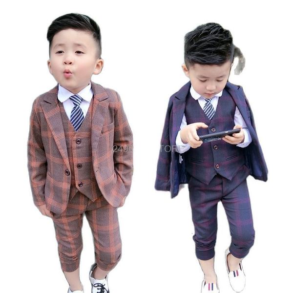 

suits flower boys formal suit kids wedding tuxedo dress jacket vest pants set children chorus performance prom party dress costume 230201, Black