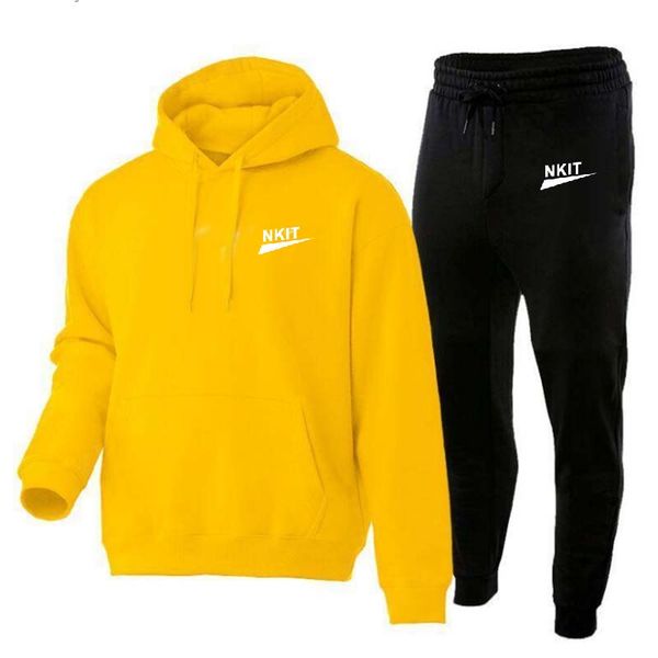 

new men's set designer tech fleece pant suit tide letters print high street loose hoodies and sweatpants sets casual trousers tracksuit, Black