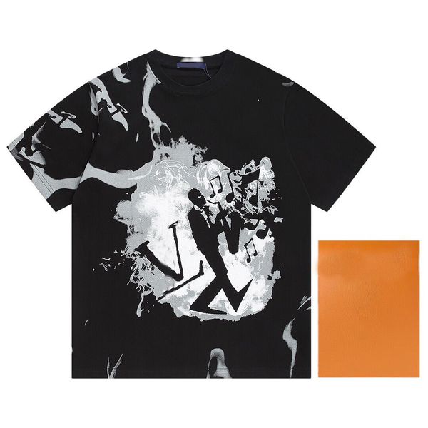 

new t-shirt fashion brand new funny musician print short sleeve round neck men's and women's leisure loose pullover, White;black