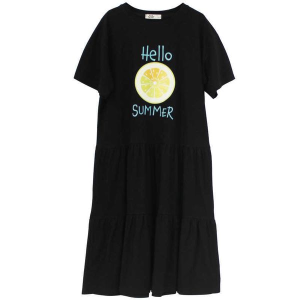 

girl's es girls ruffles 2022 new kids teen summer lemon pattern children clothes casual cotton baby midi dress #6211 0131, Red;yellow