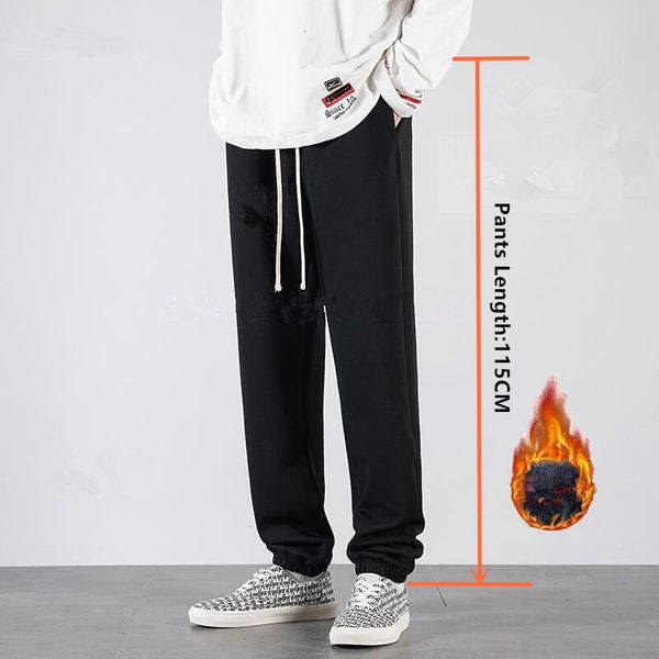 

men's pants tall men 190cm long sweatpants cotton joggers 117cm 4xl 3xl autumn winter fleece warm sports trousers harem track 230131, Black