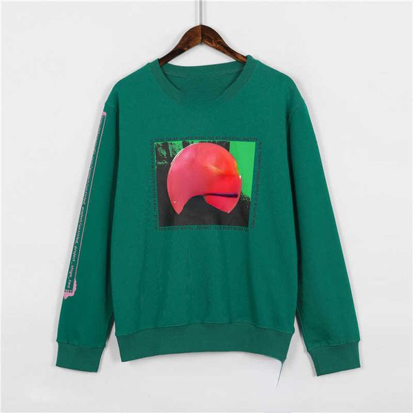 

2023 vanishing portrait printed round neck sweater long sleeve day trend loose, Black