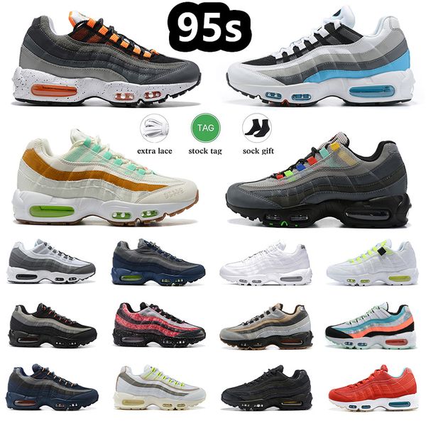 

new og neon 95 mens running shoes 95s triple black cork greedy dark smoke grey speed-lacing glass blue midnight navy mens women trainers out