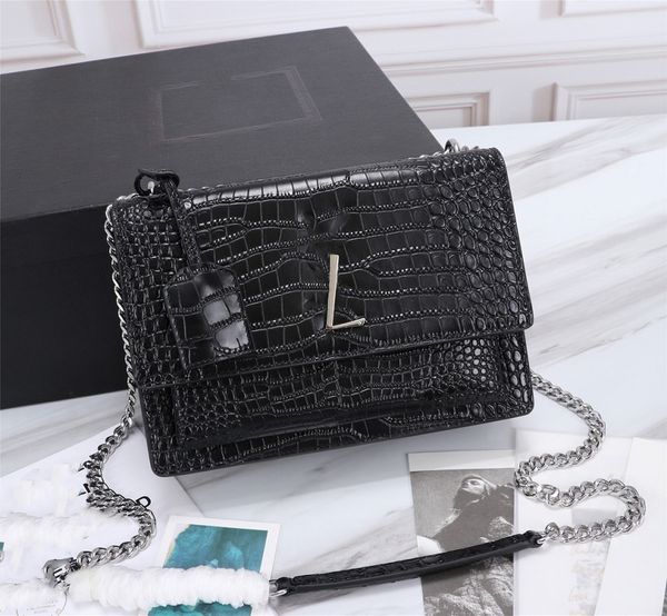 

designer lady cross-body bag crocodile print luxury canvas shoulder chain handbag cover classic fashion size 22-14-7cm