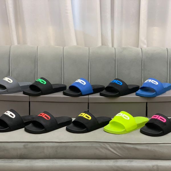 

designer rubber slippers men beach wide flat slippers ladies luminous alphabet sandals multicolor couple solid color slippers waterproof non, Black