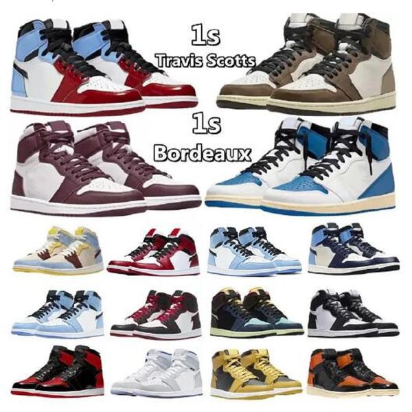 

women mens jumpman 1 basketball shoes og high 1s unc patent leather hyper royal mocha homage to university blue sport designer sneakers