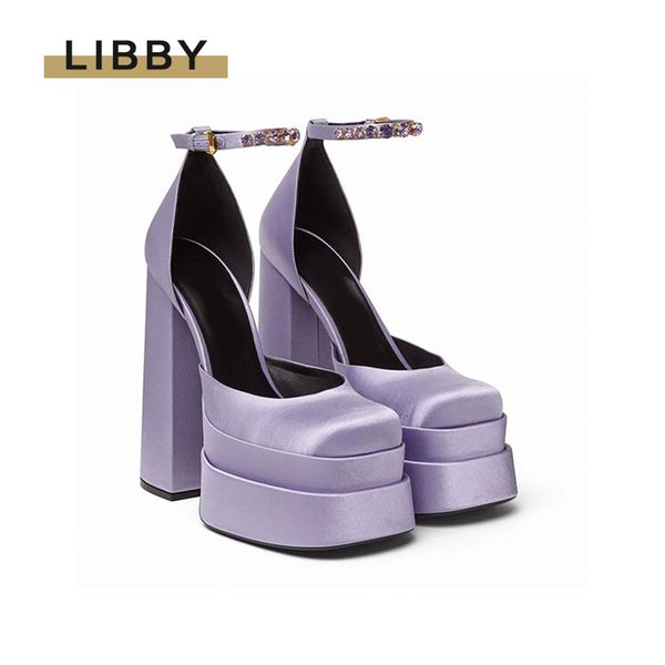 

dress shoes brand designer silk pumps ankle strap block high heel platform sandals summer mary jane shoes dress party wedding pump 230201, Black