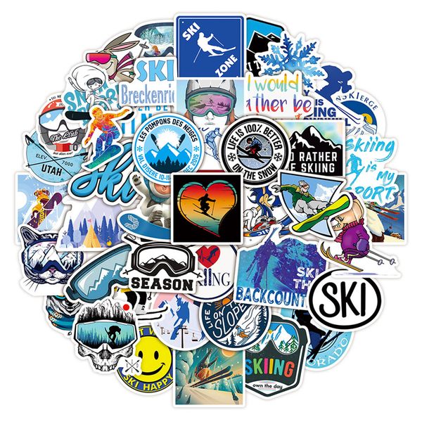 

skiing stickers | 50 pcs winter skiing sports waterproof vinyl stickers for helmet snowboard water bottles kl013-392