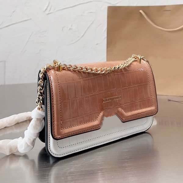 

crossbody bags chains shoulder bag women handbag purse patent leather messenger lady wallet fashion metal letters flap envelope bag sliding