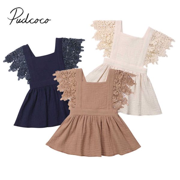 

girl's es 2019 brand new 0-3t newborn toddler kids baby girl summer lace petal sleeveless backless belt sundress cotton solid dress 013, Red;yellow