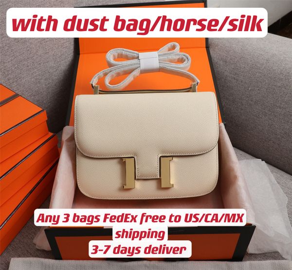 

7a veau epsom leather crossbody bag in 17 colors gold/silver and size 19/22cm hardware can be crossbody and shoulder bag lady fashion