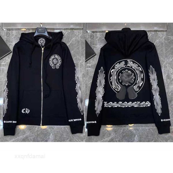 

mens luxury heart classic jackets sweatshirts fashion chromes designer hoodies ch zipper hooded sweater cross pullover sanskrit hoodie c8ht, Black;brown