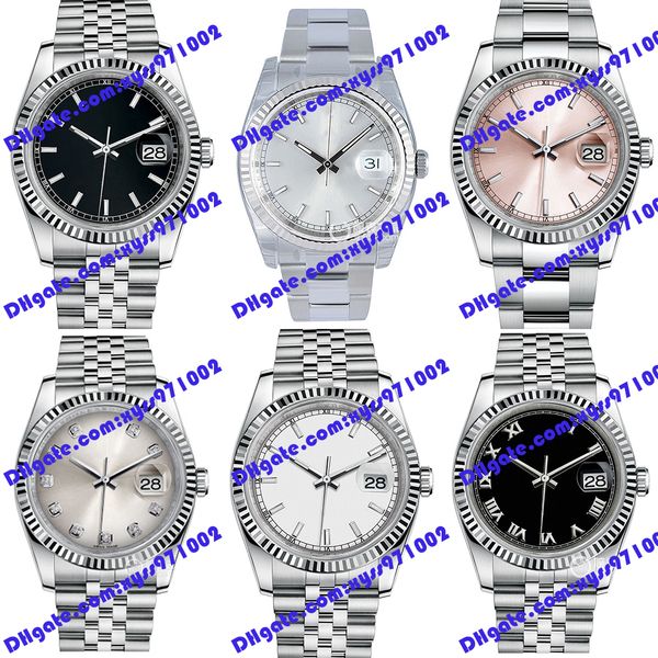 

6 model highquality watch 2813 automatic mechanical watch 36mm black roman dial 116234 women's watch stainless steel strap sapphire gla, Slivery;brown