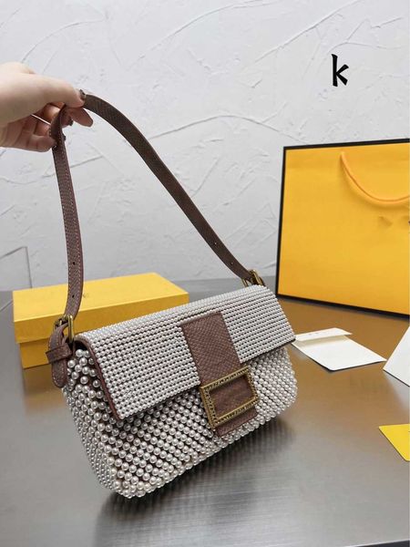 

2023 designer new style beaded stick bag pearl inlaid underarm shoulder hand square female