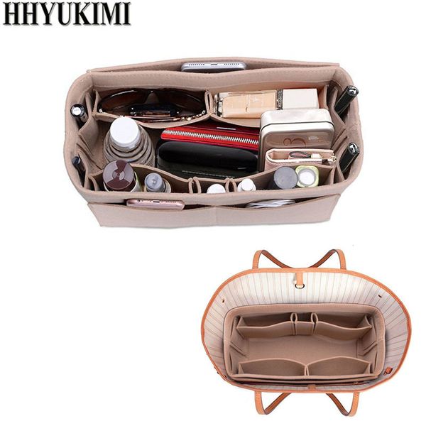 

cosmetic bags cases women makeup organizer/felt cloth insert bag for handbag travel cosmetic bag makeup storage organizer fit various brand