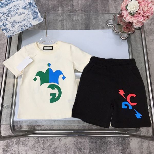 

kid sets new toddler clothe kids designer set baby clothes 1-15 ages girl boy t shirt luxury summer children shorts sleeve with letter crown, White