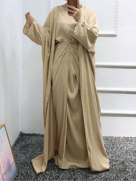

ethnic clothing djellaba muslim dress 3 pieces muslim suits elegant long islamic abayas women modest wear clothing eid sets wy55 230131, Red