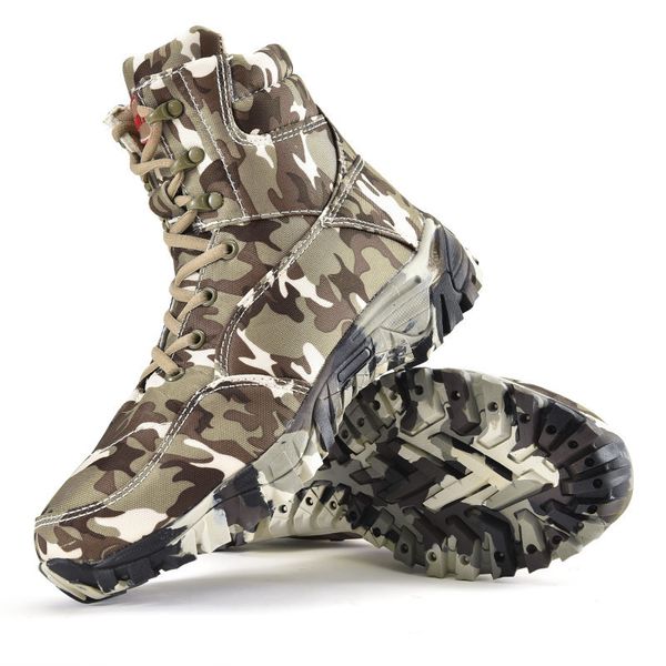 

boots military army men winter lace up waterproof outdoor shoes breathable canvas camouflage tactical combat desert ankle 230201, Black