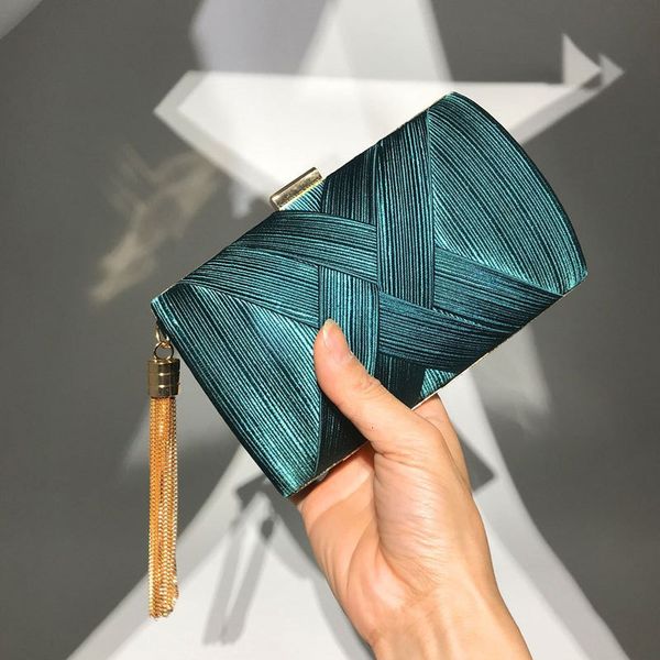 

evening bags wallet stylish multi-color dinner bag luxury women bridal party prom golden tassel wedding clutch purse silk handbag 230201