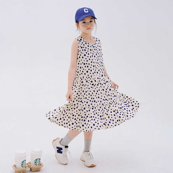 

girl's girls sleeveless dress summer 2022 new kids fashionable polka dot dresses children cotton casual clothing #6937 0131, Red;yellow