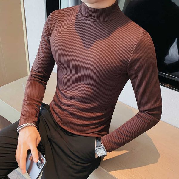 

men's t-shirts plus size 4xl-m autumn winter turtleneck long sleeve striped t shirts for men clothing 2022 slim fit casual tee homme sa, White;black