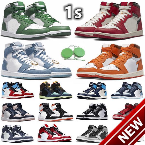 

2023 og basketball shoes1 1s mens shoes sneaker lost and found gorge green starfish bred patent dark mocha denim silver toe ne