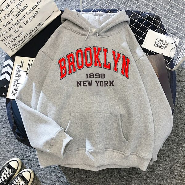 

women's hoodies sweatshirts spring autumn printed brooklyn lette streetwear men women fashion oversized hoodie tracksuits clothing coat, Black