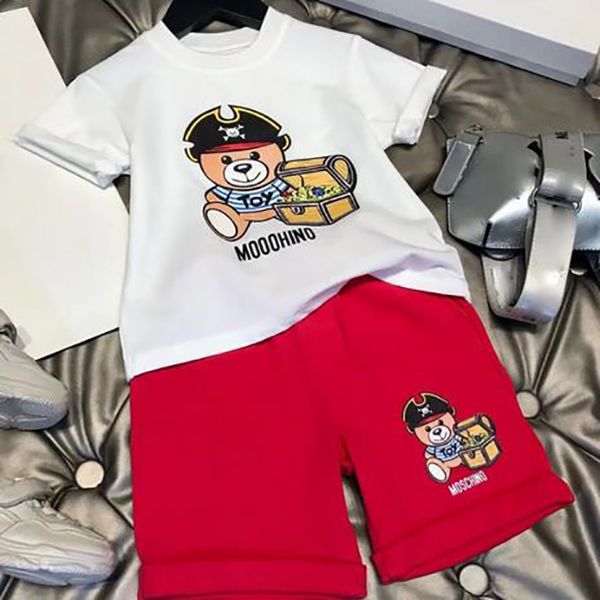 

luxury designer clothing sets kids t shirt little pirate bear camel monogrammed shortst british fashion brand summer childrens treasures 00, White
