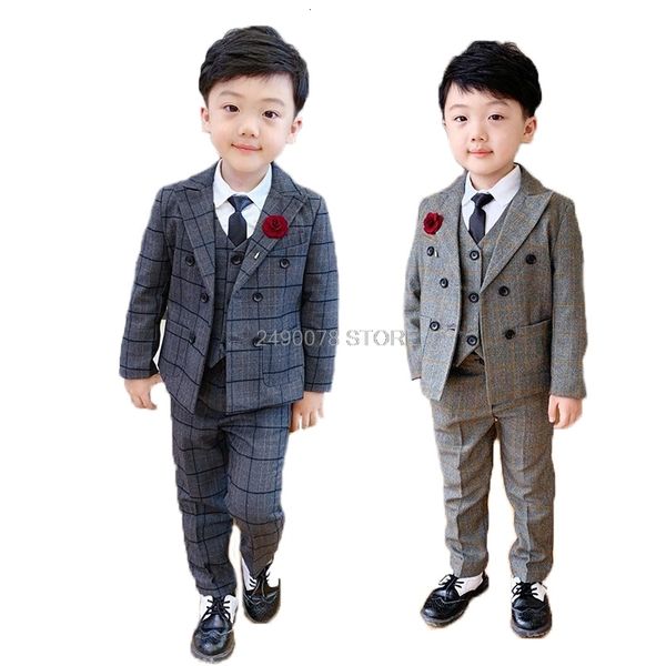 

suits flower boys suit for weddings gentleman kids formal tuxedos blazer jacket prince children performance party dress costume 230201, Black