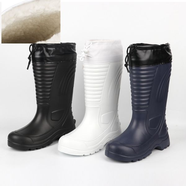 

boots excargo shoes men winter long waterproof snow rubber rianboots plus velvet warm eva rain lightweight non-slip 230201, Black