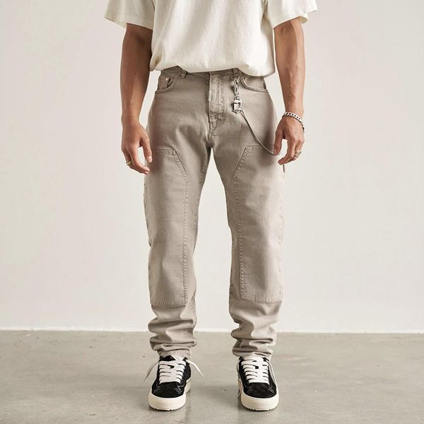 

men's pants harajuku solid color pockets sashes vibe style mens cargos high street casual straight oversized baggy trousers loose overa, Black