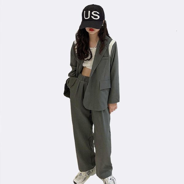

suits suit for girls autumn casual long sleeve blazer pants two pieces children costumes formal black jacket set boys 10 12 13 years 230201