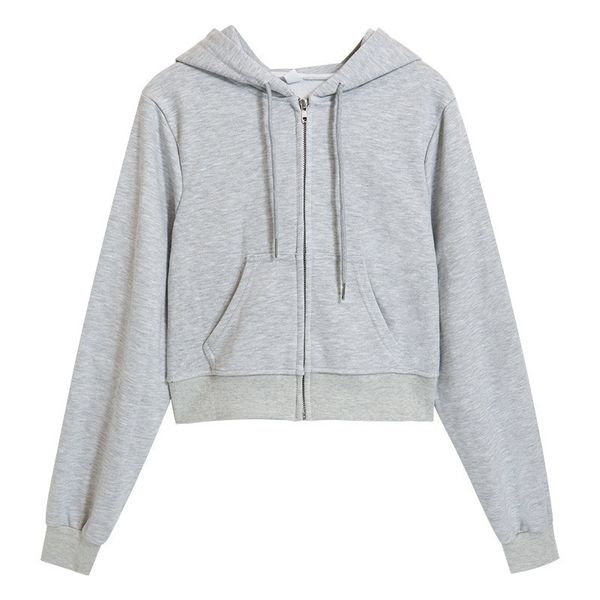 

women's jackets fallspring loose hooded zipper sweatshirt long sleeve thin cardigan solid casual versatile jacket 230131, Black;brown