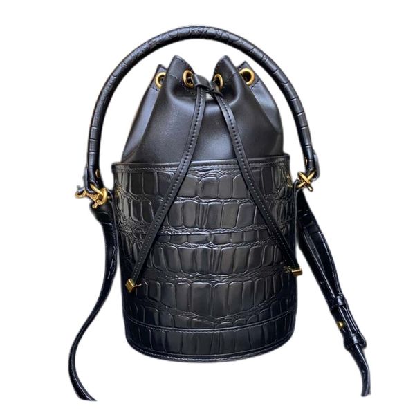 

fashion designer woman bag fashion classic solid drawstring bucket bag women shoulder bag handbag genuine leather alligator cross body chain