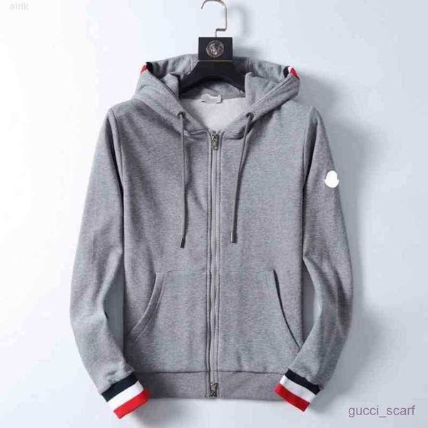 

designer luxury monclair classic spring and autumn embroidered hoodie sweater mens womens versatile cardigan hooded thickened coat, Black