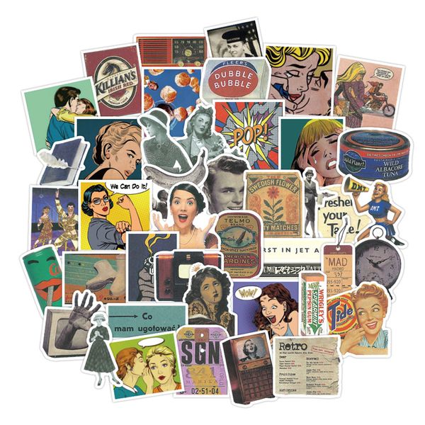 

50pcs retro posters stickers graffiti stickers for diy luggage lapskateboard motorcycle bicycle stickers w911