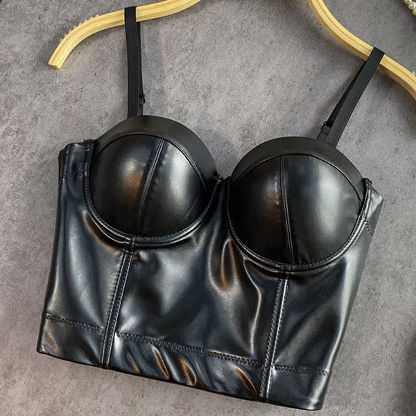 

women's tanks camis women's corsets soft pu leather camisoles sling female crop solid steampunk nightclub camis tube bodycon fish, White