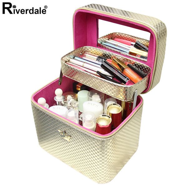 

cosmetic bags cases brand crown makeup case large capacity professional makeup organizer cosmetic bag portable beauty brush storage case bol