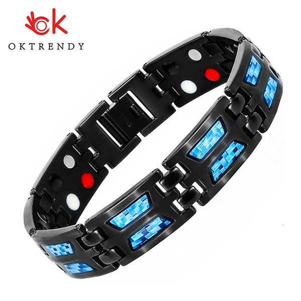

charm bracelets oktrendy 4 in 1 magnetic energy armband power bio bracelet health pain relief magnet health bracelets men bangle 230131, Golden;silver