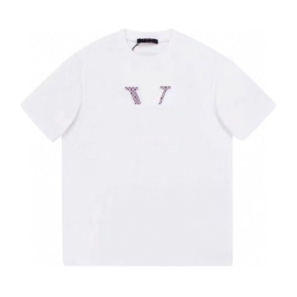 

new men's and women's printing casual loose round neck short sleeve color embossed plastic letter logo for lovers, White;black