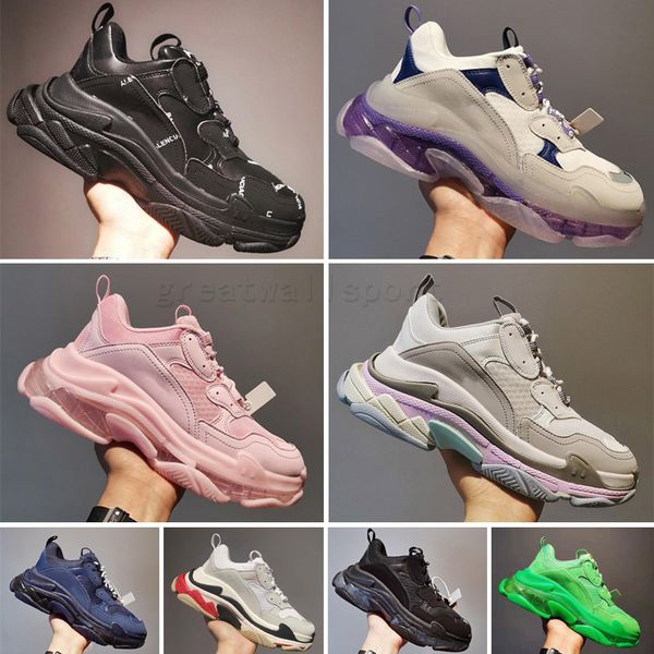 

men women casual shoe white black pink triple s low make old sneaker combination soles boots mens womens shoes sports chaussure