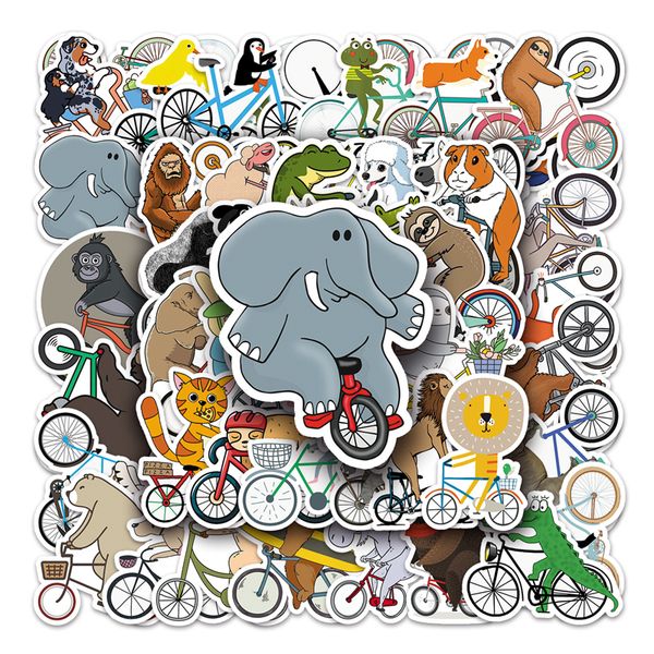 

50pcs animals riding bicycle stickers for lapwater bottle cute funny bike animals tz-dwzxc-619