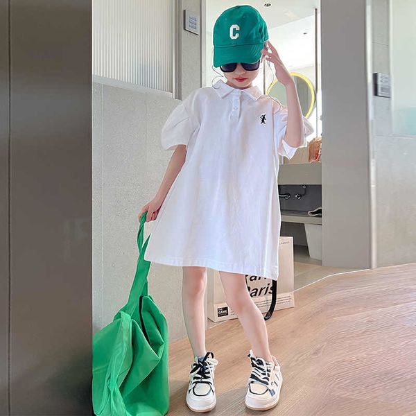 

girl's england style girl dresses summer kids clothes polo shirts dress black white pure cotton t-shirt dresses 3-14t teen girl costume, Red;yellow