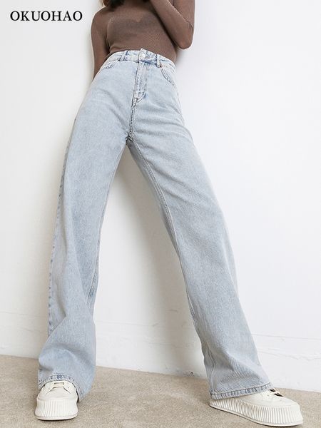 

women's jeans woman fashion straight pants high waist casual mom baggy jean female full length loose denim boyfriend trouser 230201, Blue