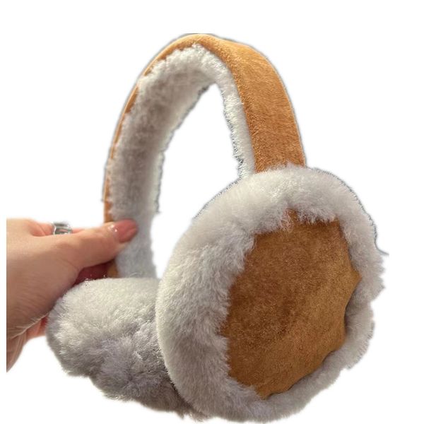 

ear muffs women winter real sheep shearling muffs girls ski covers for cute bow warmer outdoor muff fluffy soft 230131, Blue;gray