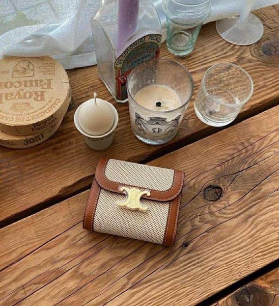 

women's short wallet clasp classic flower card bag color contrast wallet small