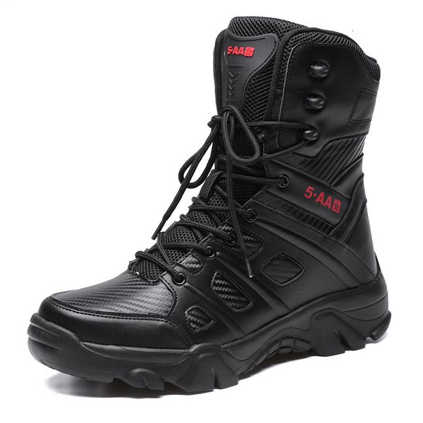 

boots men military leather special force tactical desert combat sheos autumn winter ankle 230201, Black