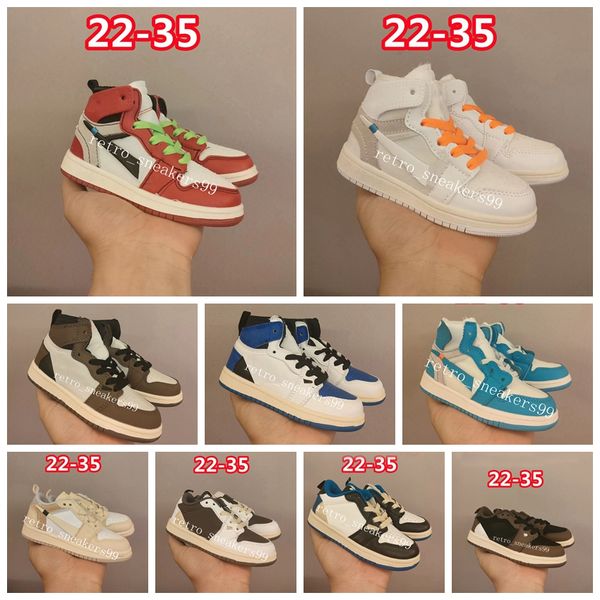 

2023 infants reverse mocha t fragments jointly signed high low og 1s kids basketball shoes chicago 1 infant unc sneaker toddlers new born ba, Black